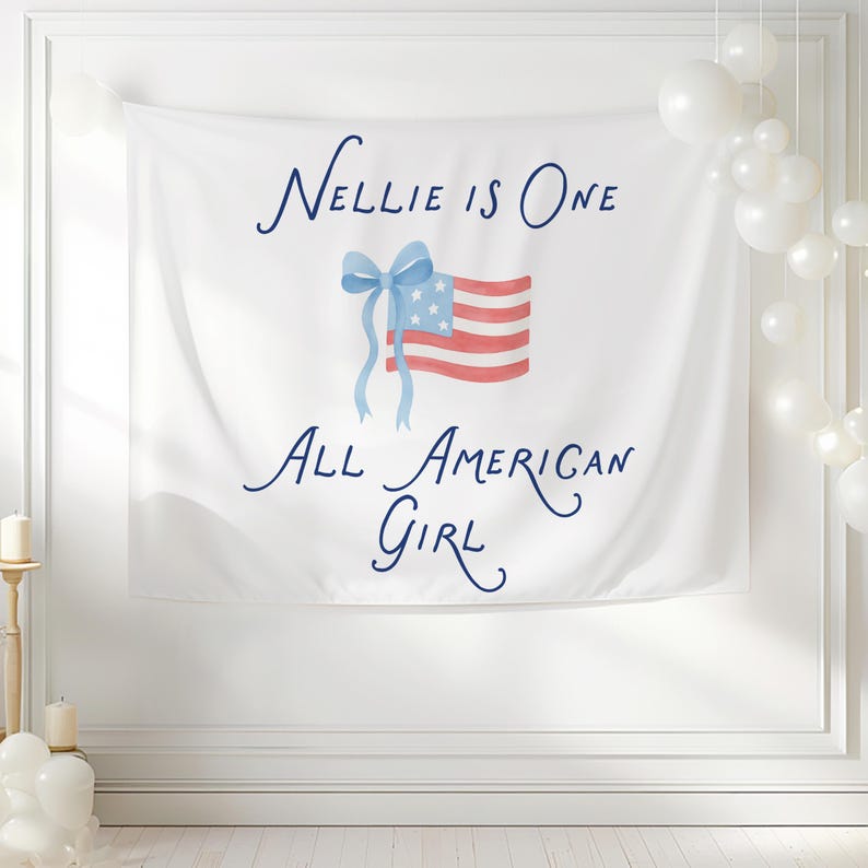 baby girl 1st birthday banner patriotic theme all american girl decor