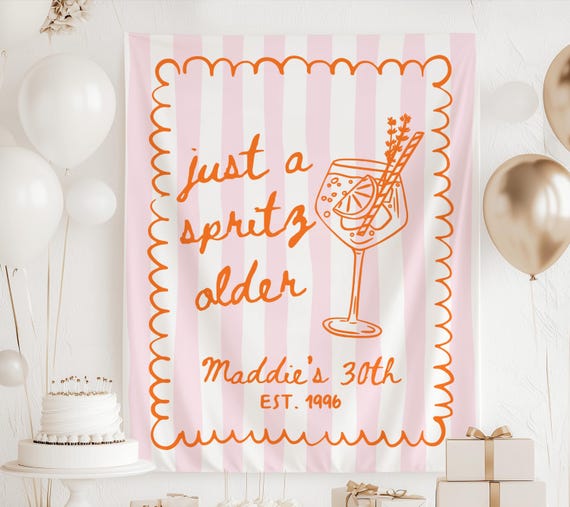 Just a Spritz Older Birthday Banner, Spritz Birthday Decor, 30th Birthday Banner, Spritz Party Banner, Custom Birthday Backdrop
