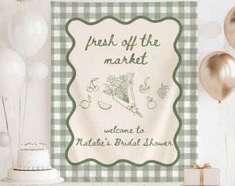 Fresh of the Market Bridal Shower Banner, Fresh off the Market Bridal Shower Sign, Farmers Market Shower Decor, Shes Off the Market Backdrop