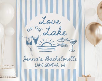 Love on the Lake Banner, Love on the Lake Bachelorette Decor, Lake Bachelorette Backdrop, Custom Lake Weekend Banner