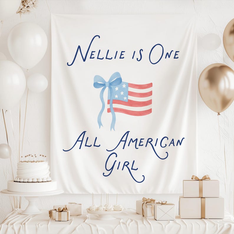 patriotic 1st birthday banner baby girl americana birthday decoration