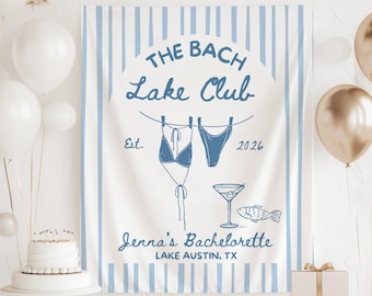 The Bach Lake Club Banner, Lake Bachelorette Banner, Love on the Lake Weekend Decorations, Lake Bachelorette Decorations, Camp Bach Sign