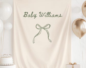 Fondo de baby shower personalizado, pancarta de baby shower personalizada, letrero de tela para baby shower, fondo minimalista para baby shower, pancarta de bebé personalizada