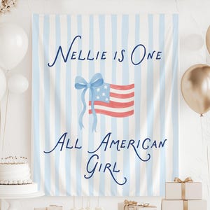 all american girl first birthday banner red white blue baby girl backdrop