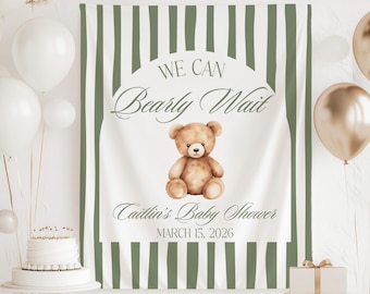 We Can Bearly Wait Banner, Teddy Bear Baby Shower Backdrop, Bear Baby Shower Sign, Gender Neutral Baby Shower Decor, Cute Bear Party Banner