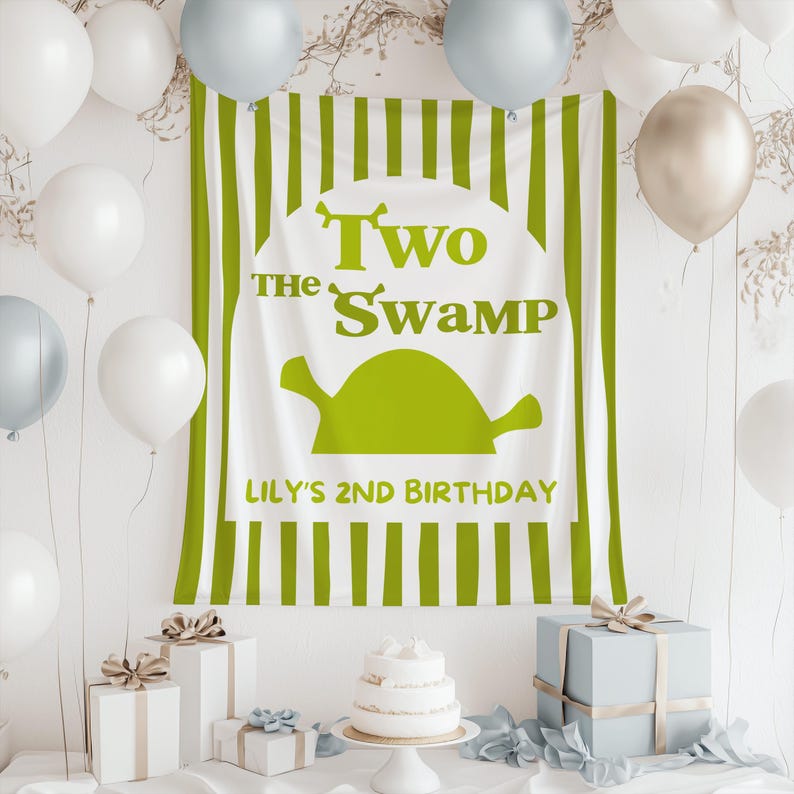Custom Two the Swamp banner funny second birthday photo backdrop
