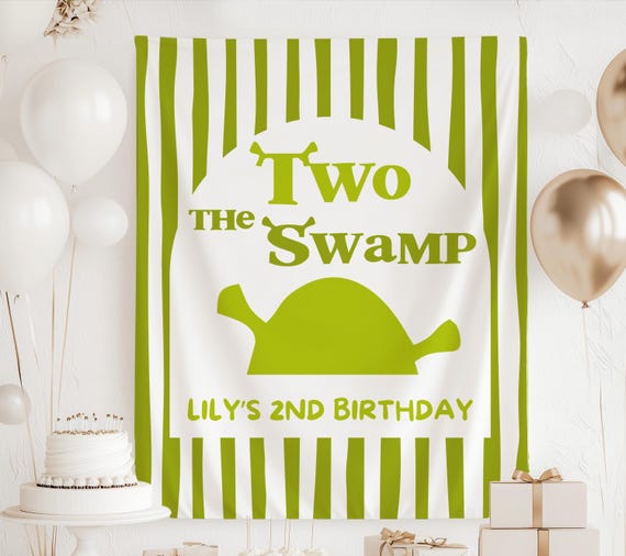 TWO the Swamp Banner, Ogre 2nd Birthday Backdrop, Funny Second Birthday Ideas, Custom 2nd Birthday Welcome Sign