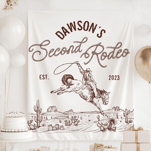 Banner de segundo cumpleaños de rodeo, telón de fondo de rodeo para segundo cumpleaños, tapiz personalizado de Western para segundo cumpleaños, banner de "Ant My First Rodeo"