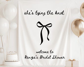 Banner "Ella se está casando", decoraciones para despedida de soltera "Ella se está casando", telón de fondo "Ella se está casando", decoración para despedida de soltera en blanco y negro