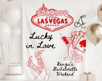 Banner "Sortudo no Amor" para despedida de solteira, Painel de fundo para despedida de solteira em Las Vegas, Decoração para festa de despedida de solteira com tema de cassino, Placa "Sentindo-se com Sorte"