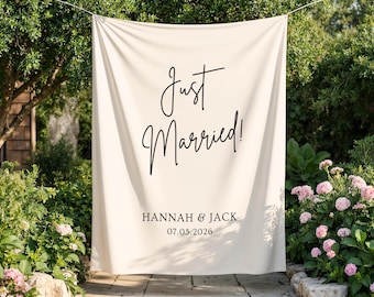 Just Married Banner, Just Married Wedding Sign, Just Married Sign, Custom Fabric Wedding Sign, Fabric Wedding Banner