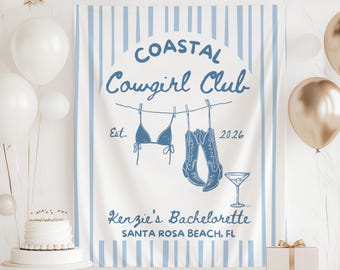 Coastal Cowgirl Bachelorette Banner, Coastal Cowgirl Bach Club Sign, Beach Cowgirl Backdrop, Cowgirl Bachelorette Decorations