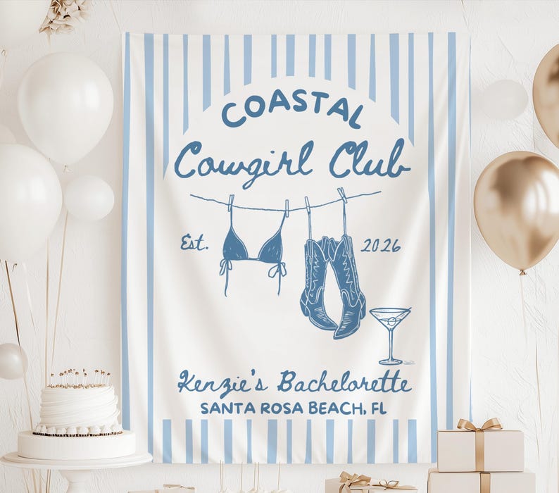 Coastal Cowgirl Bachelorette Banner beach cowgirl party decor