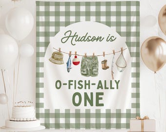 OFishally ONE Banner, Fishing First Birthday Backdrop, OFishally ONE Birthday Decorations, Fish Theme 1st Birthday Sign, Fishing Party Decor