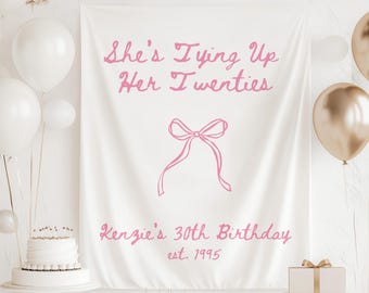 Banner "Atando sus veintes", telón de fondo "Atando mis veintes", decoraciones "Atando mis veintes", telón de fondo personalizado para 30 cumpleaños
