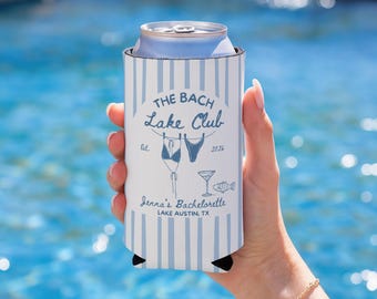 The Bach Lake Club Cozies, Lake Bachelorette Party Favors, Custom Lake Trip Can Coolers, Lake Weekend Bachelorette Cozies, Custom Bach Decor