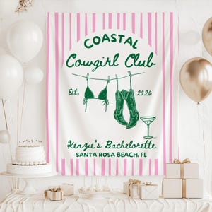 Cowgirl beach bachelorette backdrop coastal western party