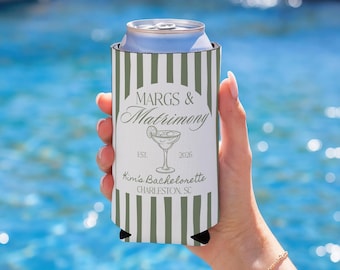 Margs And Matrimony Cozies, Margs and Matrimony Bachelorette Favors, Margaritas And Matrimony Can Cooler, Custom Bachelorette Can Cooler