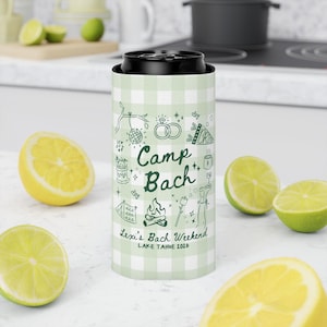 camp bachelorette can cooler favors custom bride weekend camping drink sleeves