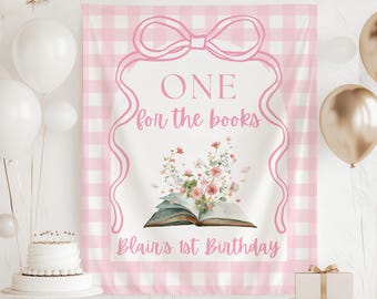 ONE For the Books Banner, First Chapter Birthday Decor, Storybook Birthday Backdrop, Book 1st Birthday Party Tapestry, Chapter One Sign