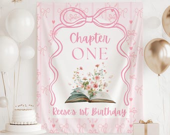 Chapter ONE Banner, Chapter One Birthday Banner, First Chapter Banner, Storybook 1st Birthday Decor, One For the Books Tapestry