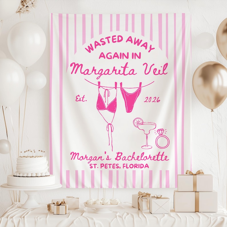 Margarita veil bachelorette party backdrop