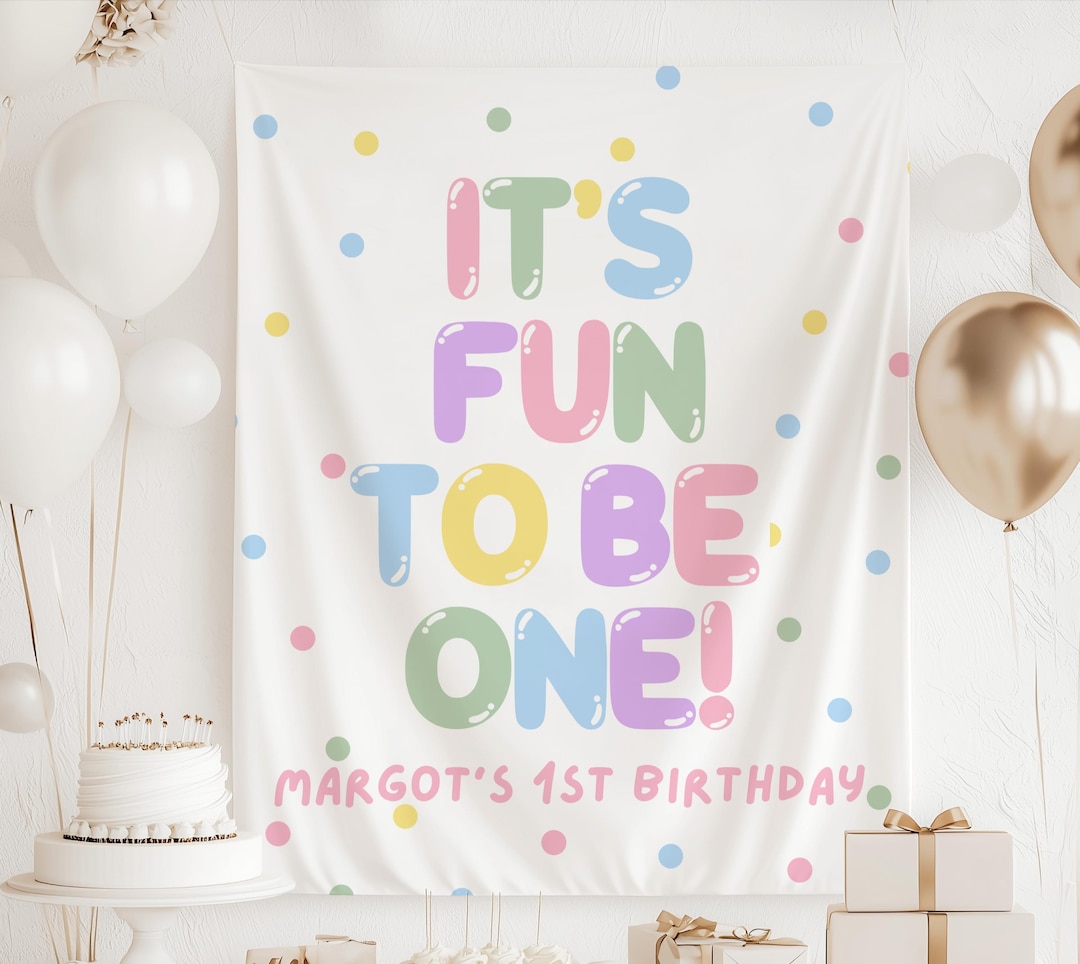 It’s Fun to Be ONE Banner, Girl First Birthday Party Decor, Pastel 1st ...