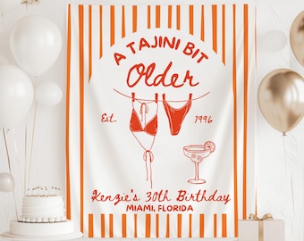 A Tajini Bit Older Banner, Spicy Margarita Birthday Backdrop, Custom 30th Birthday Tapestry, Personalized Summer Birthday Banner