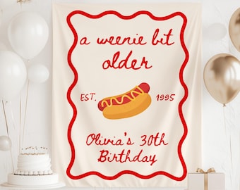 A Weenie Bit Older Birthday Banner : Hot Dog Birthday Decorations