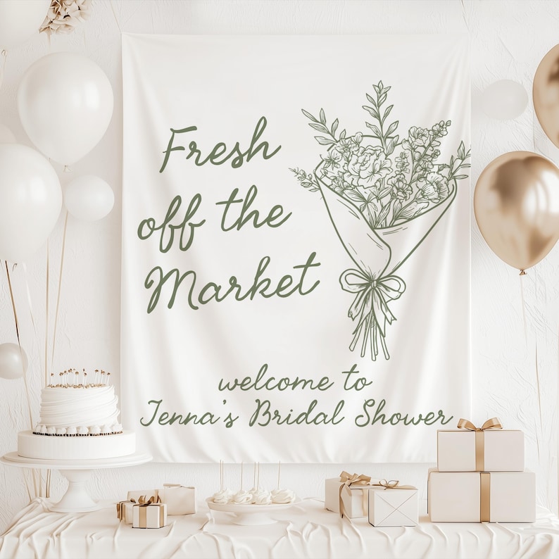 She’s off the market bridal shower banner farmers market theme