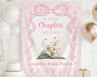 A New Chapter Begins Baby Shower Banner, Storybook Baby Shower Decorations, Our Next Chapter Shower Backdrop, Book Themed Baby Shower Sign
