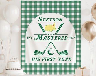 Mastered First Year Banner : Golf 1st Birthday Backdrop