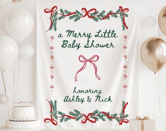 A Merry Little Baby Shower Banner, Christmas Baby Shower Backdrop, Holiday Baby Shower Decor Winter Baby Shower Sign, Festive Baby Shower