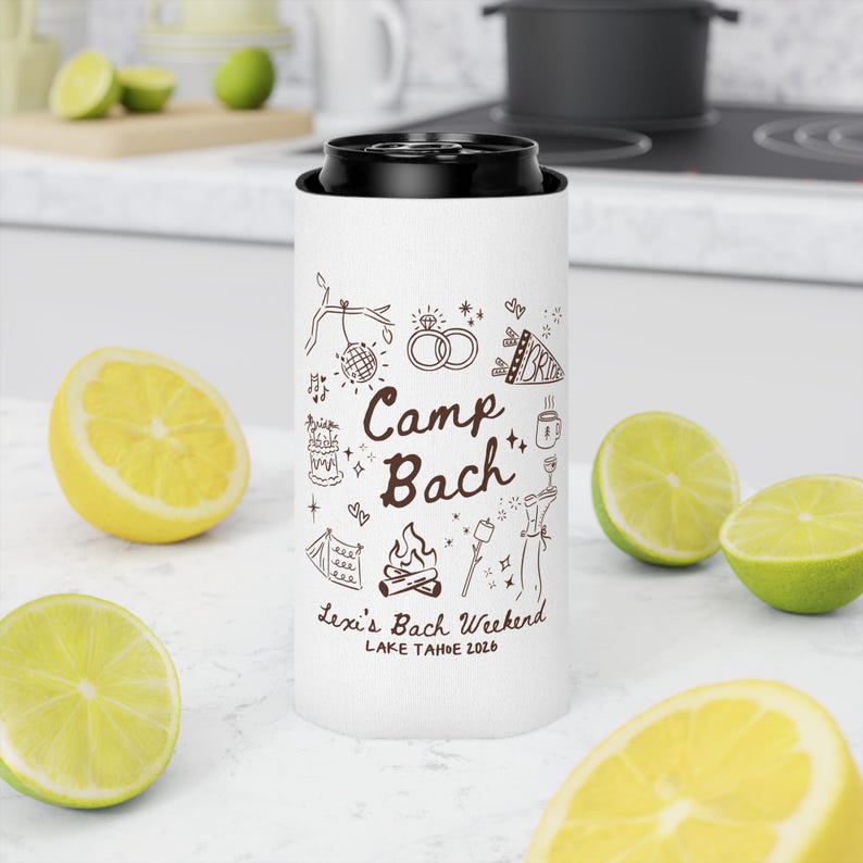 lake house bachelorette favors camp bach drink sleeves custom bride gifts