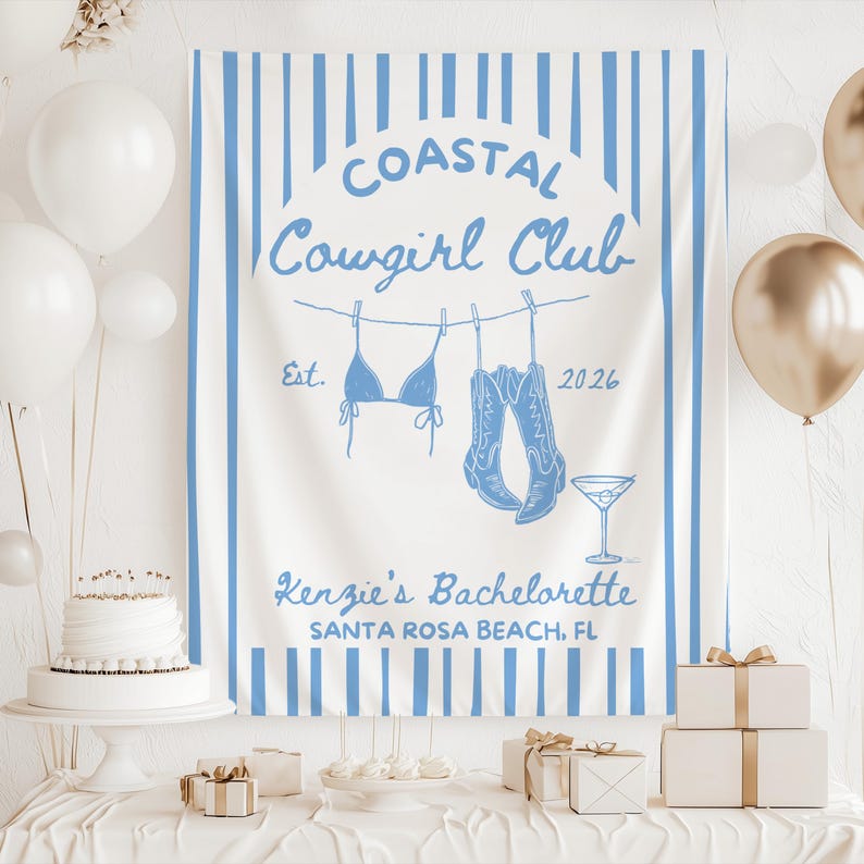Beach Cowgirl Bachelorette backdrop coastal western decor
