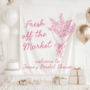 Shes off the market bridal shower sign romantic floral design