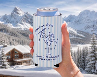 Snow in Love Bachelorette Cozie, Mountain Bachelorette Cozie, Winter Bachelorette Can Cooler, Ski Bachelorette Party Favor
