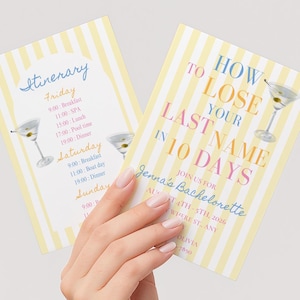 Carte d'invitation et itinéraire pour perdre votre nom de famille en 10 jours, modèle Canva Comment perdre son nom de famille en 3 jours