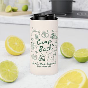 camping bachelorette favors custom camp bach can coolers bride name drink sleeves