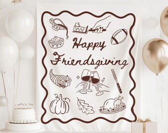 Thankful For You Banner With Foil Balloons - Glitter Thanksgiving Decor For Friendsgiving & Fall Parties