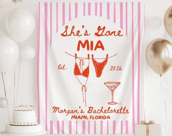 Gone MIA Bachelorette Banner, Miami Bachelorette Backdrop, Bride Gone MIA Decorations, Custom Miami Bachelorette Banner