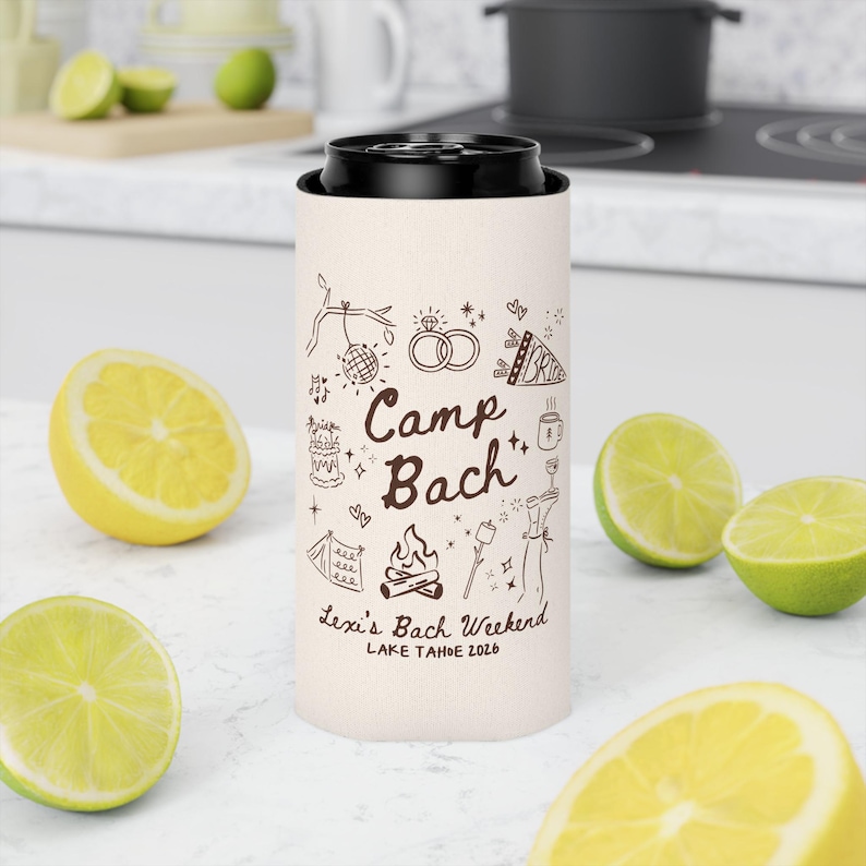 camp bach weekend can coolers bride tribe camping theme favors