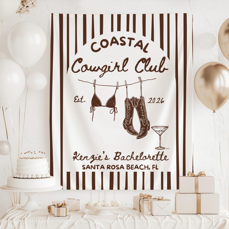 Coastal Cowgirl bachelorette sign cowgirl beach theme