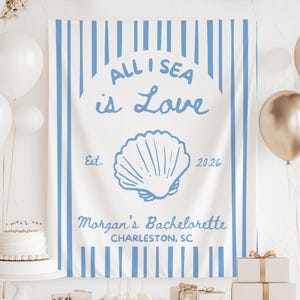 All I Sea Is Love Banner, Coastal Bachelorette Party Decor, Beach Bach Weekend Backdrop, Coastal Bridal Shower Banner, Beach Bach Tapestry
