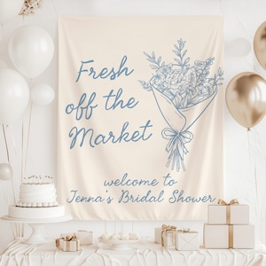 Flower market bridal shower backdrop love in bloom decor