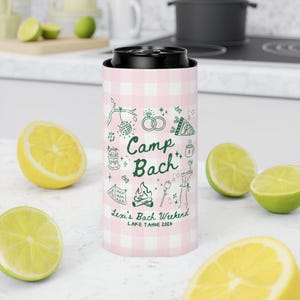 camp theme bachelorette drink sleeves custom bride camp can coolers favors