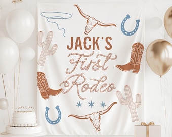 Faixa de aniversário "Meu Primeiro Rodeio", Decoração de aniversário de menino com tema de primeiro rodeio, Painel de fundo para primeiro rodeio, Decorações de aniversário de 1 ano com tema de cowboy, Placa para festa country