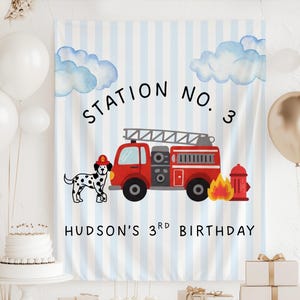Fire Truck Birthday Banner, Fire Truck Birthday Decor, 3rd Birthday Banner, Fire Station Birthday Backdrop, Firefighter Birthday Banner