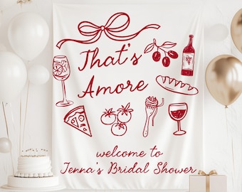 Thats Amore Banner, Thats Amore Bridal Shower Backdrop, Italian Bridal Shower Decorations, Italian Theme Bridal Shower Sign