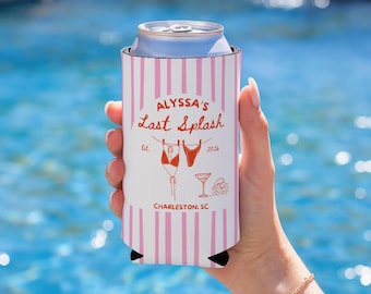 Last Splash Bachelorette Cozie, Last Splash Bachelorette Decorations, Custom Beach Bach Cozies, Personalized Bridal Party Drink Sleeves